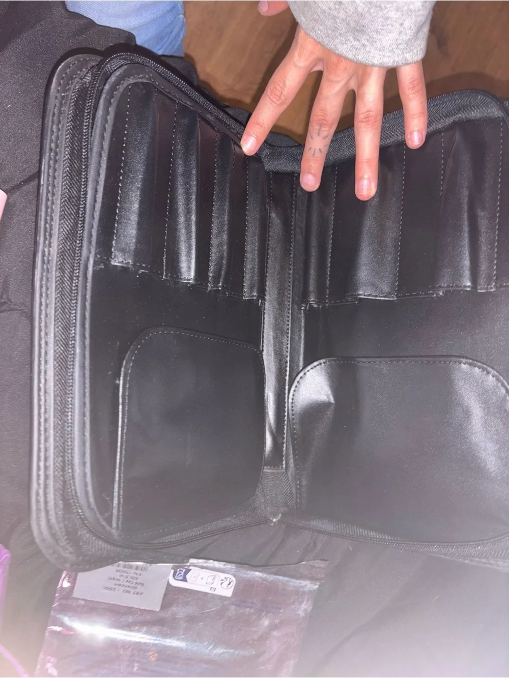 Sigma Beauty Clear Toiletry Bag with Blue Trim and Black Graphic
